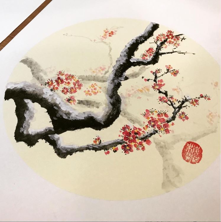 chinese painting beginner class - plum tree painting