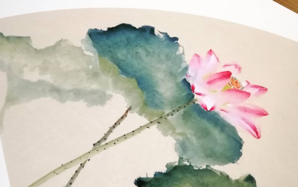 Chinese painting lotus by Steven Fang Yucheng