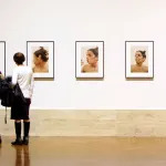 Photographs of a Latina woman pressing her face against a pane of glass.