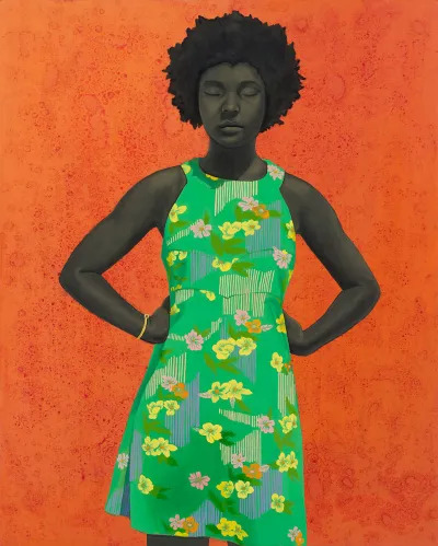 Amy Sherald: The Make- Believer (Monet’s Garden), 2016, oil on canvas, 54 by 43 inches.