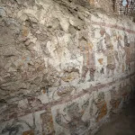 Elaborate murals from the ancient Moche found at Pañamarca, Peru.