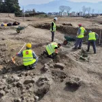 Archaeologists at work in Regio IX, Pompeii, Italy.