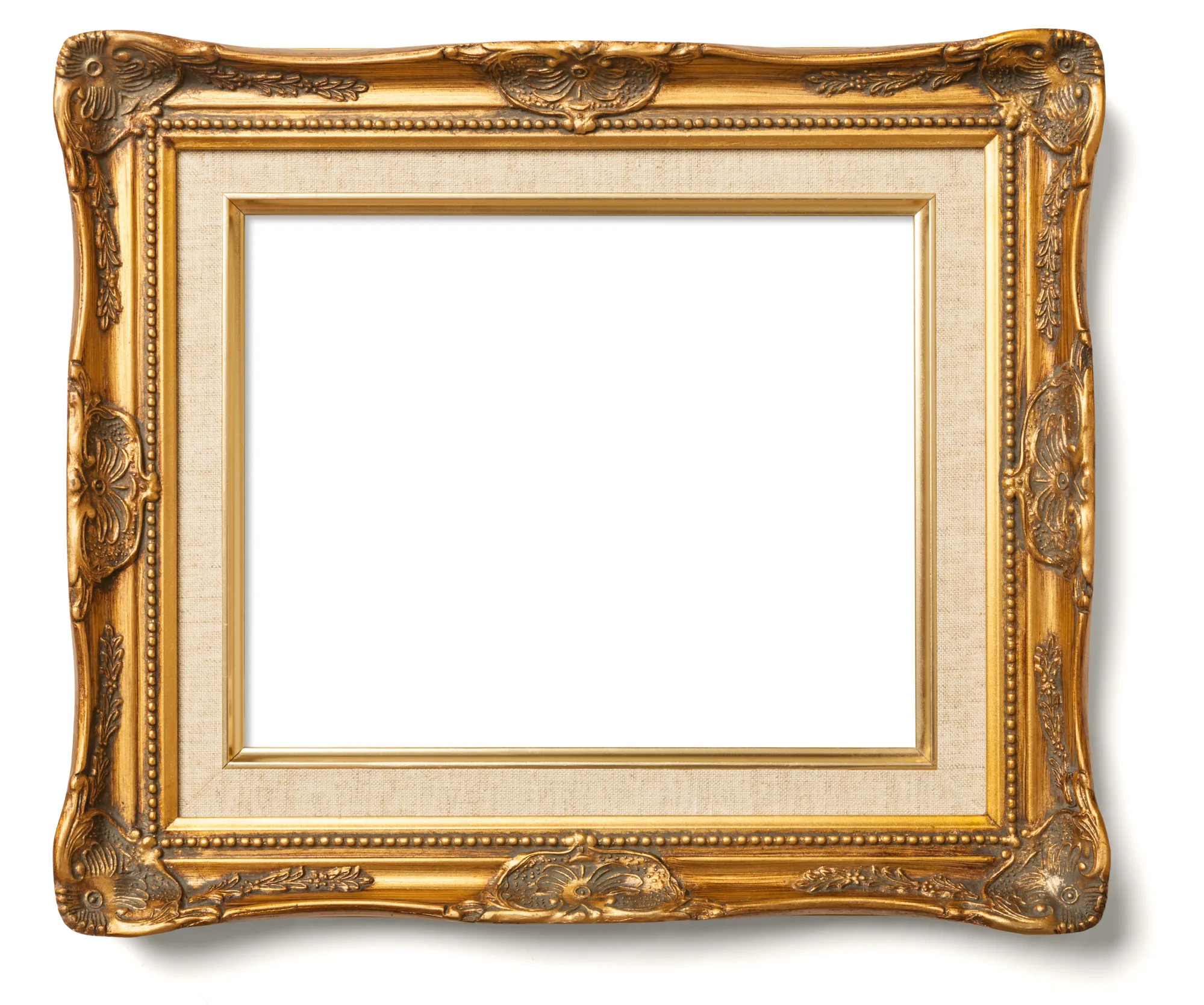 Empty decorative gold frame