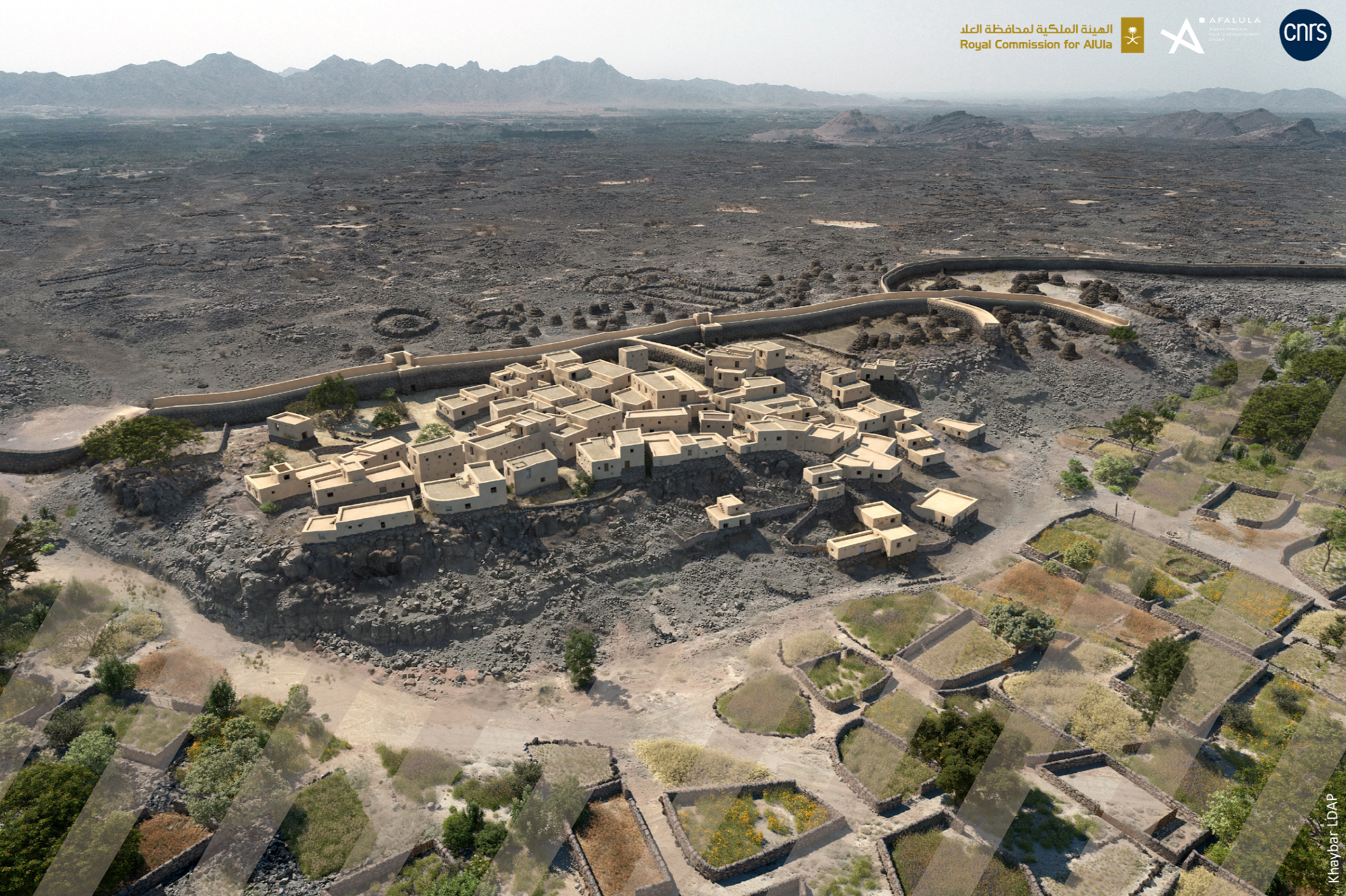 A virtual reconstruction of the Bronze Age site of al-Natah in present-day Saudi Arabia.