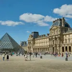 Exterior view of the Louvre Museum in Paris, France, 2024.