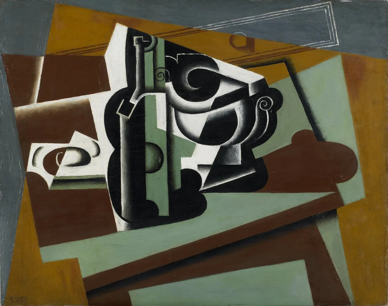 Juan Gris, Still Life, 1917, oil on panel, 28 3/4 x 36 3/16 inches.