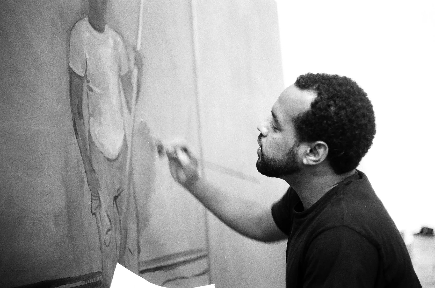 Noah Davis at work, Los Angeles, 2009